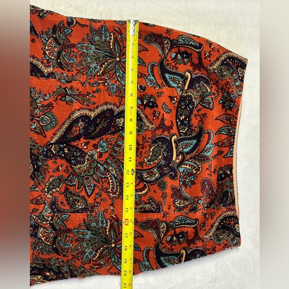 HAROLD’S Vintage Cotton Corduroy Paisley Print A-line Midi Skirt - Picture 12 of 13
